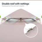 LAUSAINT HOME Semi-Permanent Outdoor Patio Gazebo 10'x10', Heavy Duty Party Tent Shelter with Double Roofs, Mosquito Nettings and Privacy Screens for Backyard, Garden, Lawn, Khaki