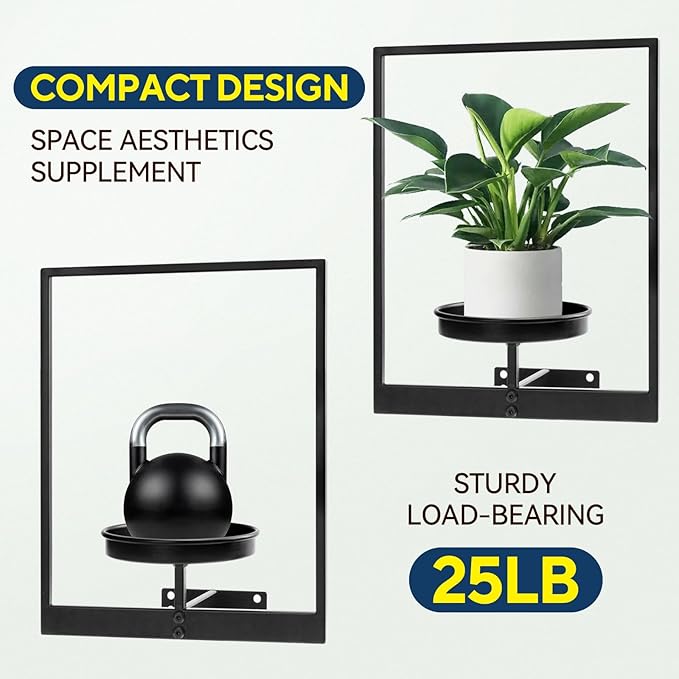 3 Pack Black Metal Indoor Window Plant Shelves Hanging Plant Shelves Picture Frame Outdoor Plant Rack for Indoor Outdoor,Decoration Racks for Home Decor Wall