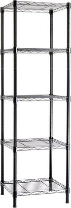 Amazon Basics 5-Shelf Tower Adjustable Storage Shelving Unit for Garage, Rust-Resistant Steel, 150 lbs Per Shelf, 16"W x 16"D x 54"H, Black