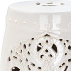 Safavieh Flora Glazed Ceramic Decorative Garden Stool, Cream