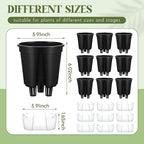 Self Watering Pots for Indoor Plants with Deep Reservoir and High Drainage Holes for Outdoor Plants and Flowers, Bare Root Planter (5.91'',Black,9 Pcs)