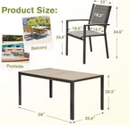 Homall Patio Dining Set 7 Pieces Outdoor Furniture with Large Table and 6 Textilene Chairs for Porch, Poolside, Yard and Garden, Light Grey