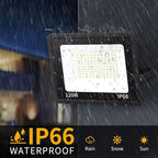 120W LED Flood Light Outdoor with 6ft Plug, 14400LM Brighter Exterior Security Lights, 5000K Daylight LED Work Light, IP66 Waterproof for Yard, Garage, Stadium, Lawn, 2 Pack