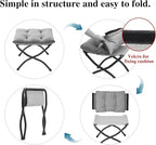 15"(H) Folding Ottoman, Foldable Footrest Stool, Portable Small Foot Stool for Couch, Collapsible Foot Rest Ottoman for Sofa, Accent Padded Ottomans for Living Room, Bedroom, Navy Blue