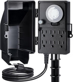 SURAIELEC Outdoor Power Stake, 24-Hour Mechanical Light Timer, Electrical Power Strip Weatherproof, 6FT Extension Cord Multiple Outlets Plug for Patio Lights, Halloween Decorations. Outdoor Light