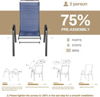 TLSUNNY Patio Chairs, Stackable Textilene Outdoor Dining Furniture for All Weather, with 17.7″ Wide Seat & Metal Frame, for Garden, Backyard, Deck, Restaurant, Poolside (6, Navy Blue, 26.4″)