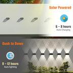 2-Pack Solar Fence Lights, Up & Down Lighting, 50LM/25LM Dual Brightness, 4 Color Modes, IP65 Waterproof, 1200mAh Battery, Screw/Adhesive Mount for Garden Wall Path Deck