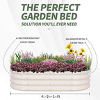 1MORE Galvanized Raised Garden Bed- Planter Garden Boxes Outdoor, Raised Beds for Gardening, 4x2x1ft Metal Garden Bed Kit for Vegetables Flower, Planter Raised Beds with Protective Tape & Tools.White