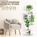 6 Tier Wood Tall Plant Stand Metal Rack Indoor, Multiple Flower Pot Holder Shelves Corner Rack, Planter Shelf Display Rack Storage Organizer for Patio Living Room Balcony Garden(White Oak)