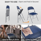 VINGLI 20 Pack Folding Chairs with Padded Seats, Metal Frame with Pu Leather Seat & Back, Capacity 350 lbs, Blue