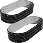 2Pcs 4X2X1ft Oval Raised Garden Bed Kit,Galvanized Raised Garden Beds Outdoor, Metal Planter Box Steel Kit Flower Herb,Vegetables..Black