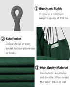 Halalona Hammock Chair Hanging Hammock Chair Rope Swing 2 Cushions Included-Sturdy & Durable Soft Cotton Hand Woven Hammock Swing for Bedroom, Porch, Patio-Indoor/Outdoor