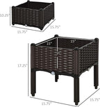 Outsunny 2 Piece Raised Garden Bed with Legs, Planter Box Raised Bed to Grow Flowers, Herbs & Vegetables, Brown