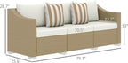 Outsunny 3 Seater Patio Sofa, Wicker Sofa with Cushions, Outdoor Furniture Rattan Couch with 2 Throw Pillows, Deep Seating, for Garden, Backyard, Porch, Cream White