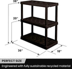 Oskar Heavy Duty Plastic Storage Shelves- for Garage, Kitchen, Bathroom Basement Kids Room, Stackable 3-Tier Black Organizer Rack for Books Shoes, Toys, Pantry, Cleaning and Closet Organization