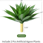 Ivydale Outdoor Faux Plants, 2 PCS 28" Artificial Agave Plant for Outdoors Outside Decoration, Large Fake Plants Realistic Greenery UV Resistant for Planter Porch Patio Yard Garden Indoor(Green)