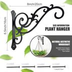 Hanging Planter Hooks 8-Inch 2 Pcs,Outdoor Hanging Brackets Wall Hook Heavy Duty Brackets,Black Iron Planters Hook Indoor/Outdoor Planter Hanger Brackets