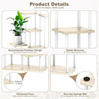 7 Tier Plant Stand Indoor, Thickened Metal Wood Corner Plant Shelf Stands for Multiple Plants, Indoor Tall Plants Stand Tiered Flower Holder for Living Room Patio Garden Balcony(White+Oak)