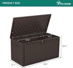 YITAHOME XXL 230 Gallon Large Deck Box,Outdoor Storage for Patio Furniture Cushions,Garden Tools with Flexible Divider,Waterproof,Lockable (Brown)