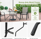 Tangkula 35 Inch Patio Dining Table with Tempered Glass Top, Square 4-Person Outdoor Bistro Table with 1.5" Umbrella Hole & Sturdy Metal Frame, Patio Dining Table for Backyard, Lawn, Deck & Poolside