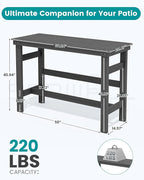 SERWALL 41" Outdoor Bar Table, All Weather HDPE Patio Bar Counter Height Table, Rectangle Patio Bar Table for Outside, Garden, Backyard, Balcony, Poolside, Grey