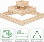 Yaheetech 3 Tier Wooden Raised Garden Bed 44.5'' L×44.5″ W×20.5″ H, 2 PCS Horticulture Open-Bottom Planter Raised Garden Bed for Flowers/Herbs/Vegetables Planter Flower Box