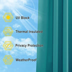 NICETOWN Outdoor Curtainch for Patio Waterproof 84 inch Wide, Thermal Insulated Rustproof Grommet UV Blocking Cabana Curtainch & Drape, Privacy Safe Shade for Gazebo, Peacock Teal, 1 PC, 95-Inch Long