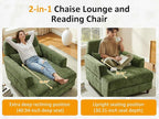 Chaise Lounge Chair Indoor with Adjustable Backrest, Upholstered Mid-Century Reading Chair, Oversized Accent Armchair for Living Room & Bedroom, Comfy Single Sofa Chair, Modern Living Room Chair