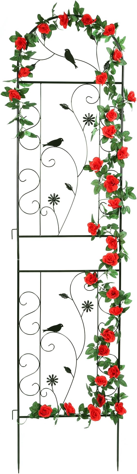 Metal Garden Trellis for Climbing Plants, 86.5" x 19.7" Metal Plant Trellis Outdoor, Black Iron Garden Trellis, Clematis Rrellis Outdoor, Arched Decoration Suitable for courtyards, lawns, Gard