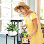 3 Tier Metal Corner Plant Stand Indoor Outdoor, Heightened widened 30'' Tall Multiple Flower Pot Display Holder, Iron Plant Rack Organizer for Living Room Garden Patio Balcony Office (black)