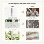 Mkono 3 Pack Macrame Plant Hangers Indoor Different Size Hanging Planter Basket Flower Pot Holder with Beads No Tassels 35"/29"/23", Medium, Ivory