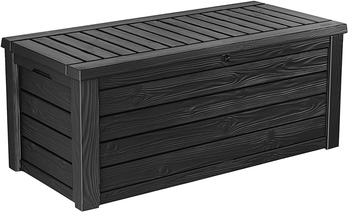 Keter Westwood 150 Gallon Resin Large Outdoor Storage Box for Patio Furniture, Outdoor Cushions, Garden Tools and Pool Floats, Dark Grey
