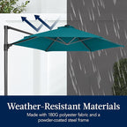 Best Choice Products 10ft Solar LED Offset Cantilever Hanging Market Patio Umbrella, Smooth 360° Rotation, 8 Sturdy Ribs, Easy Adjustment - Cerulean