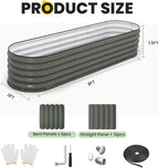 Galvanized Raised Garden Bed 8x2x1.5 FT, Oval Metal Raised Garden Bed Outdoor Planter Box with Open Bottom, Rust-Resistant Steel Garden Bed for Vegetables Herbs Flowers, Easy Assembly