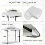 Grill Gazebo Replacement Canopy Top - AONEAR 5'x8' Outdoor BBQ Tent Roof Cover Double Tiered Outdoor Grill Shelter Fit for Model L-GG001PST-F (Gray)