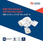 Lithonia Lighting HomeGuard 3-Light LED Outdoor Flood Lights, Outdoor LED Lights, Dusk to Dawn Sensor, Adjustable Lumens, Selectable Color, Round Heads, White (HGX LED 3RH ALO SWW2 120 PE WH M2)