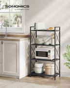 SONGMICS 4-Tier Metal Storage Rack, Shelving Unit with X Side Frames, Dense Mesh, 12.6 x 23.6 x 44.3 Inches, for Entryway, Kitchen, Living Room, Bathroom, Industrial Style, Ink Black UBSC164B01