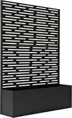Oakland Living 6 ft. X 4 ft. Black Freestanding Metal Privacy Screen Room Divider with Flower Box