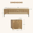 Grand patio 14-Piece Patio Furniture Set with 47" Fire Pit Table, Outdoor Conversation Set & 50,000 BTU 47 Inch Rectangle Propane Fire Pit & Storage Box with Water Resistant Thick Cushions, Cream