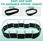 6X3X1 FT Oval Galvanized Metal Garden Raised Bed/Plant Box for Planting,36 Inches Diameter Iron Fire Pit Ring,Small Animal Fence-3 in 1 Modular Design in Black (Black, 72X36X11.5 Inches)