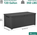 YITAHOME 120 Gallon Outdoor Storage Deck Box, Large Resin Patio Storage for Outdoor Pillows, Garden Tools and Pool Supplies, Waterproof, Lockable, (Dark Grey)