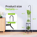 2-tier Hanging Plant Stand Plant Hanger Indoor Outdoor Corner Plant Stands for Indoor Plants, Space-Saving Iron Planter Shelves, Multiple Flower Pot Display Holder Shelf with Hanging Hook, Indoor Outdoor Heavy Duty Planter Shelving Unit (Hooked-style,B...