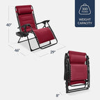 Best Choice Products Oversized Padded Zero Gravity Chair, Folding Outdoor Patio Recliner, XL Anti Gravity Lounger for Backyard w/Headrest, Cup Holder, Side Tray, Polyester Mesh - Burgundy