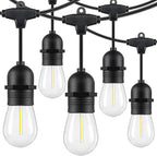 Lakumu 48FT LED Outdoor String Lights for Patio with Waterproof Shatterproof E12 S14 Edison Bulbs 5000K Daylight White Dimmable Linkable Hanging Light Strings for Deck Pergola Bistro Cafe Balcony Bar