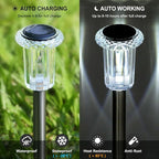 Solar Pathway Lights 10 Pack Christmas Solar Lights Outdoor Waterproof 6000K Cold White Yard Lighting, LED Stainless Steel Stake for Garden Outside Landscape Lawn Driveway Walkway Path