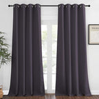 NICETOWN Blackout Window Curtain 90 inch Length - Room Darkening Thermal Insulated Grommet Large Window Treatment Light Blocking for Bedroom/Doorway (Greyish Purple, 1 Panel, W52 x L90)