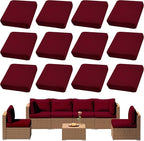 Stretch Outdoor Cushion Covers, 12 Pack, Claret, Fits 20-27 Inch Patio Cushions