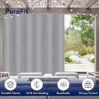 PureFit Outdoor Curtains for Patio Waterproof Weatherproof, UV and Fade Resistant Outside Curtains for Gazebo, Front Porch, Pergola, Sun Blocking Privacy Curtain, 100W x 120L inch, 1 Panel, Light Gray
