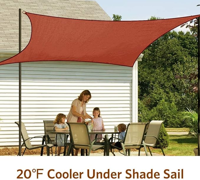 Quictent 20x16ft 185G HDPE Rectangle Sun Shade Sail Canopy 98% UV Block Outdoor Patio Garden with Hardware Kit (Terracotta)