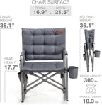 EVER ADVANCED Lightweight Folding Rocking Camping Chair, Padded Portable Rocker Chair for Patio, Lawn and Outdoors, Heavy Duty Hard Armchair for Adults, Grey